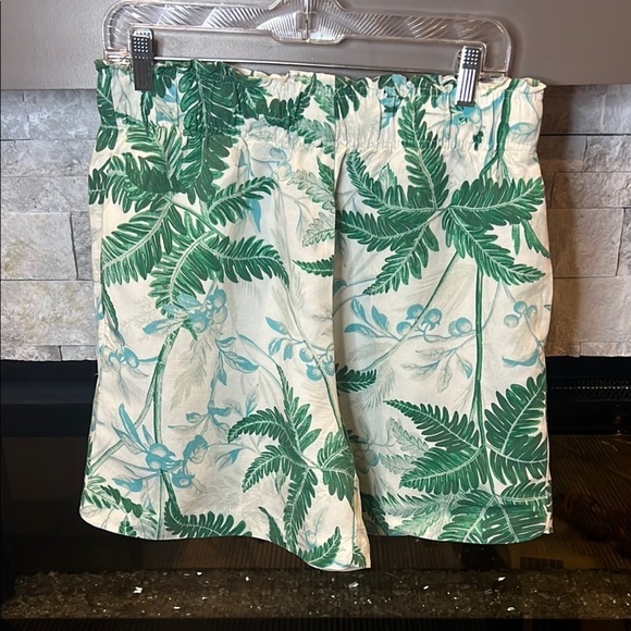 H&M Pants - H&M Teal and Beige Linen Blend Shorts size Medium